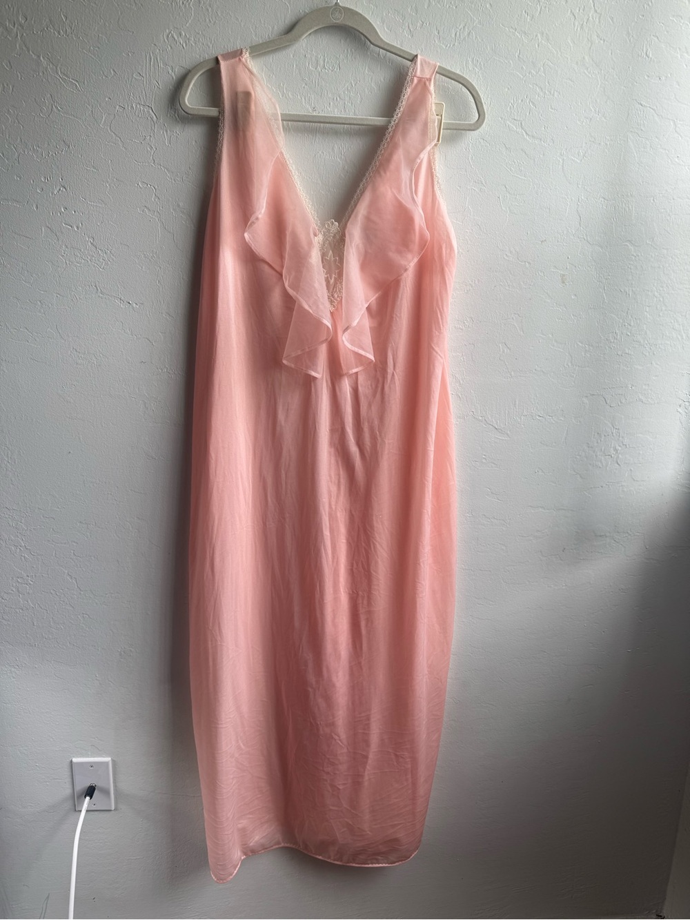 Romantic moment Light Pink V-Neck Vintage Slip Dress nightgown measures like xl